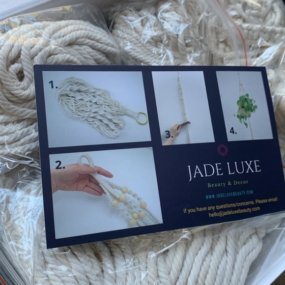 Jade Luxe macrame plant hanger 7 PCs new on box bohemian beaded indoor - Picture 6 of 11